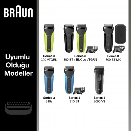 Braun Series 3 21B Tıraş Makinesi Yedek Başlığı - Siyah - Thumbnail