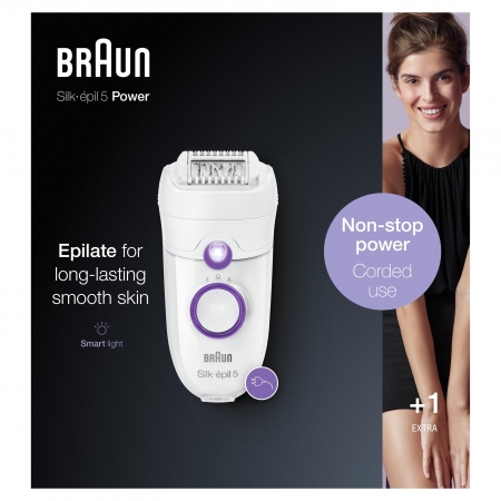 Braun Silk-épil 5 5505 Kablolu Kuru Kullanım Epilatör, Smartlight, Daraltıcı Başlık - Thumbnail