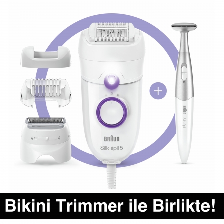 Braun Silk-épil 5 5825 3'ü 1 Arada Kablolu Kuru Kullanım Epilatör + Bikini Trimmer - Thumbnail