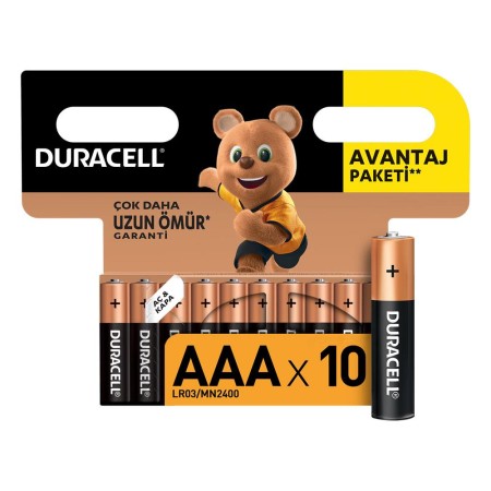 Duracell - Duracell Alkalin AAA İnce Kalem Piller, 10'lu paket