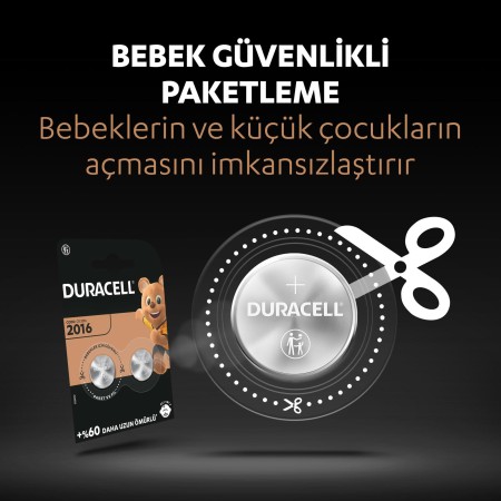 Duracell Özel 2016 Lityum Düğme Pil 3V (DL2016 / CR2016), 2’li paket - Thumbnail