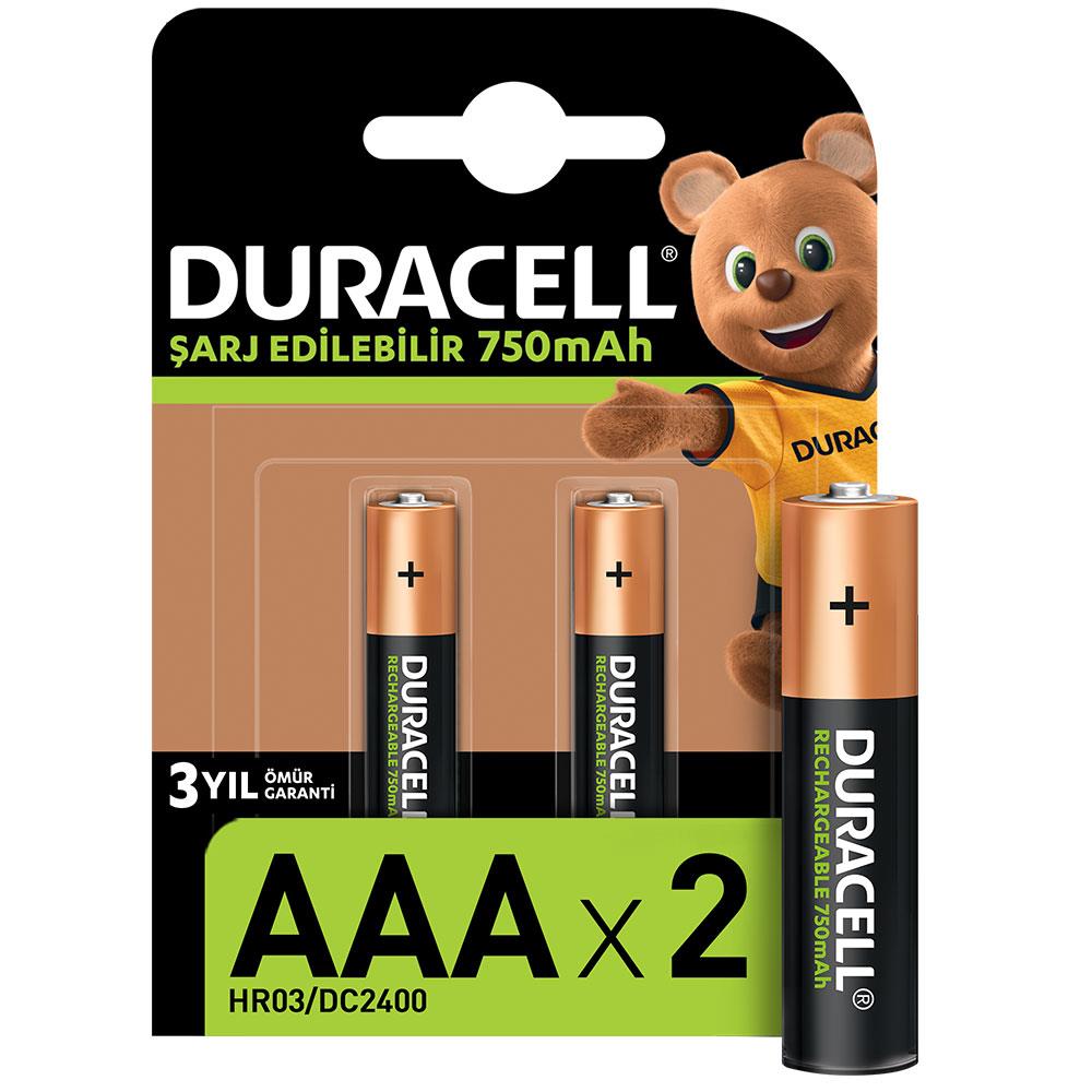 Duracell Şarj Edilebilir AAA 750mAh Piller, 2’li paket