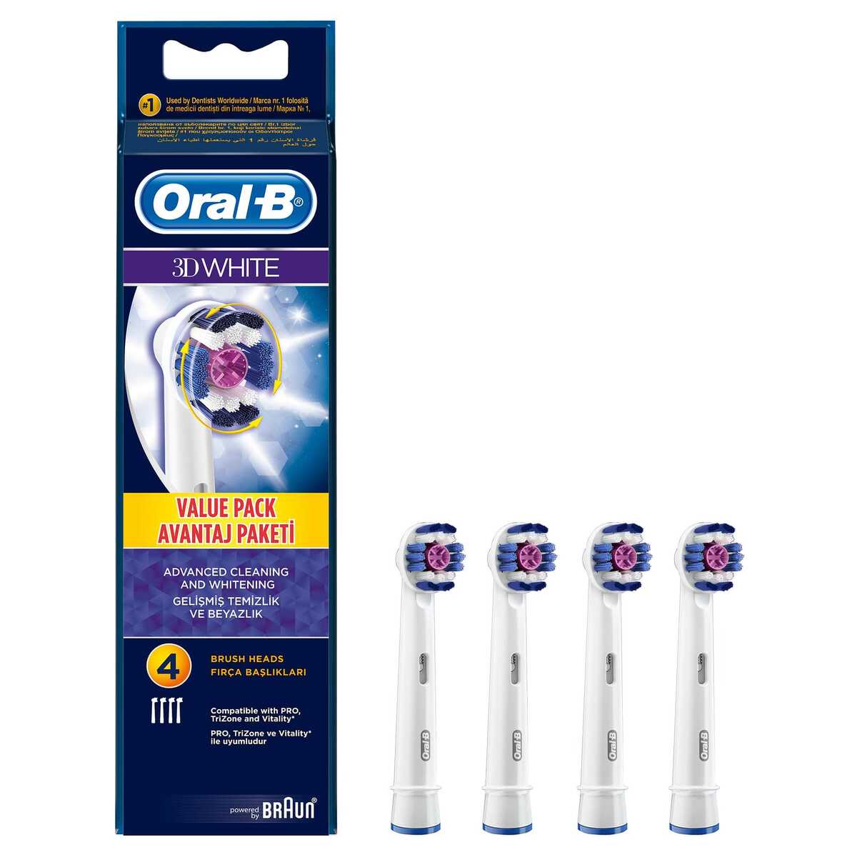 Oral-B 3D White 4'lü Diş Fırçası Yedek Başlığı EB18