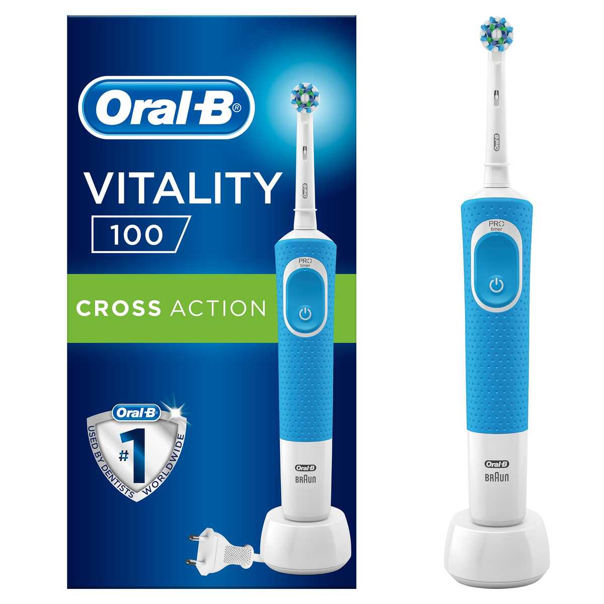 Oral-B D100 Vitality Cross Action Şarjlı Diş Fırçası - Mavi