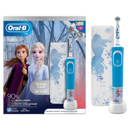 Oral-B - Oral-B D100 Vitality Frozen Özel Seri Çocuklar İçin Şarj Edilebilir Diş Fırçası + Seyahat Kabı