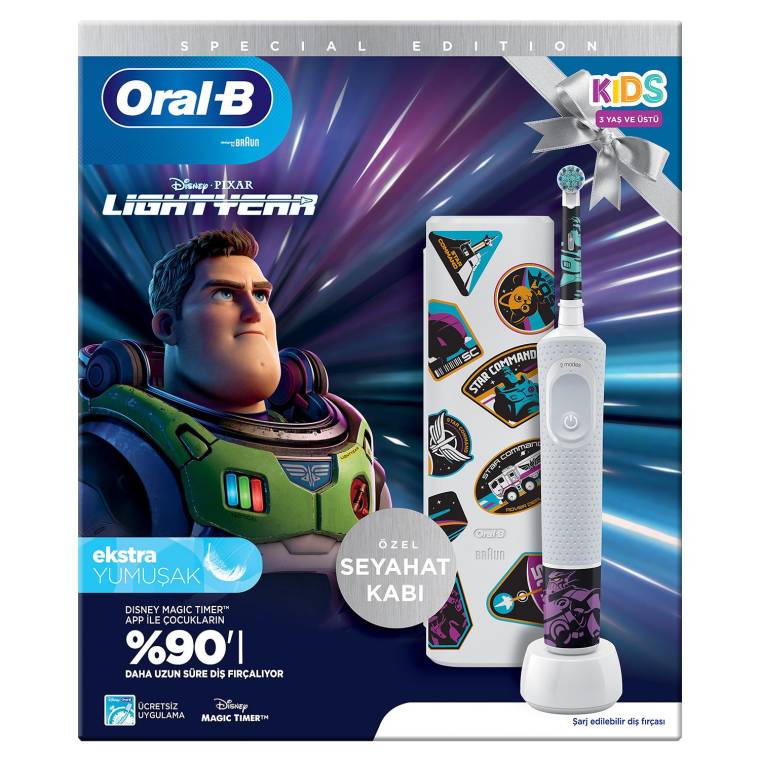 Oral-B D100 Vitality Lightyear Özel Seri Çocuklar İçin Ekstra Yumuşak Şarj Edilebilir Diş Fırçası + Seyahat Kabı  - 12