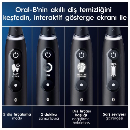 Oral-B iO 6 Smile Şarjlı Diş Fırçası - Siyah - Thumbnail