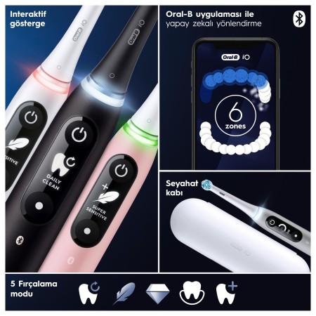 Oral-B iO 6 Smile Şarjlı Diş Fırçası - Siyah - Thumbnail