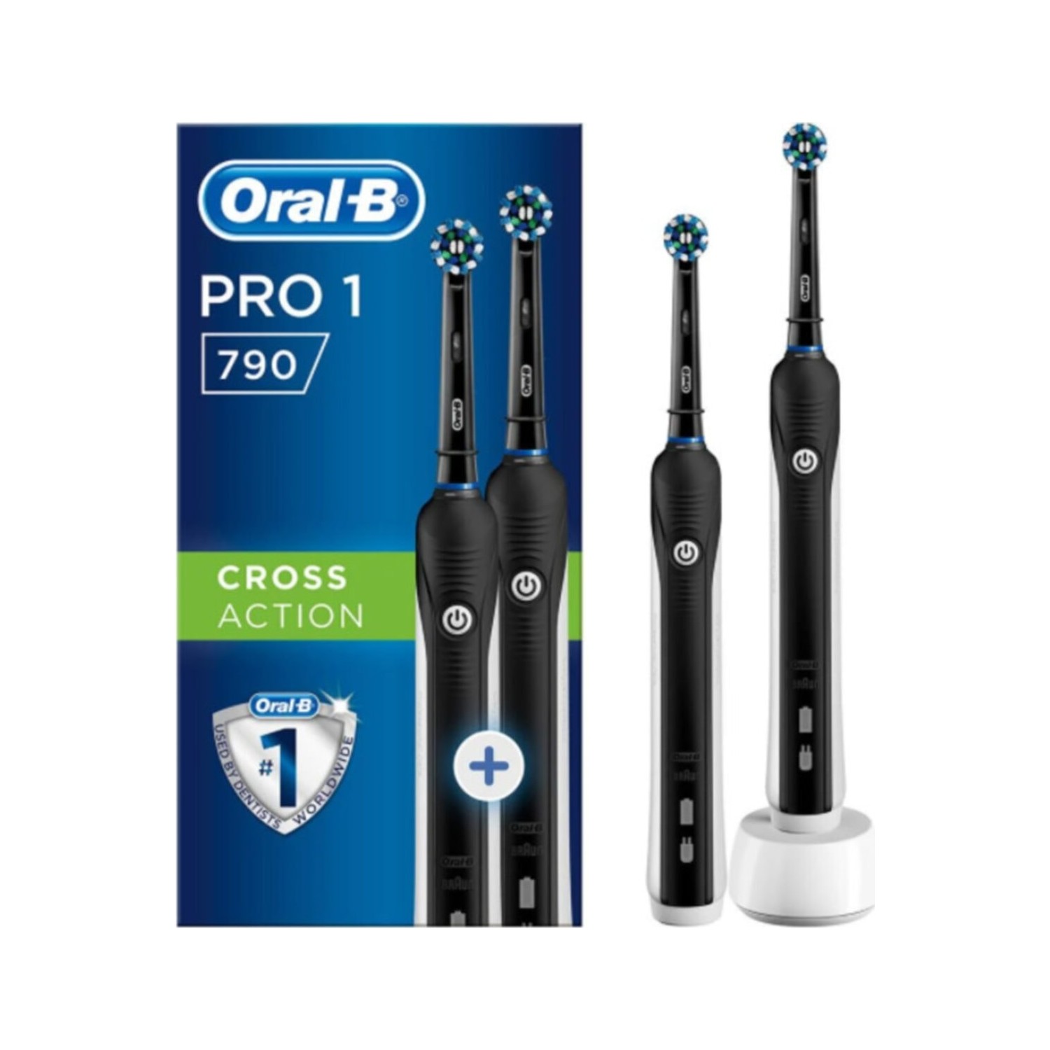 Oral-B - Oral-B Pro 790 Şarj Edilebilir Diş Fırçası Cross Action Siyah 2'li Avantaj Paket