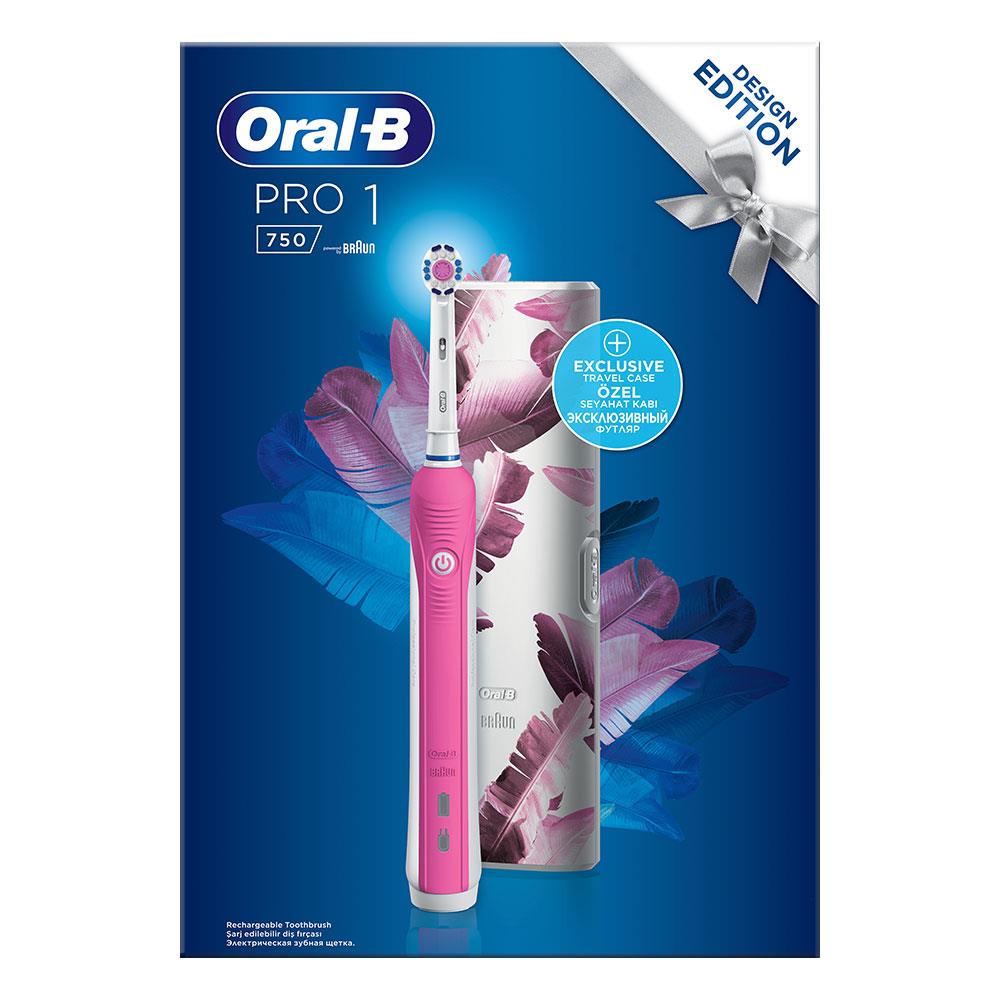 Oral-B Pro 750 Şarj Edilebilir Diş Fırçası Pembe + Seyahat Kabı Hediyeli